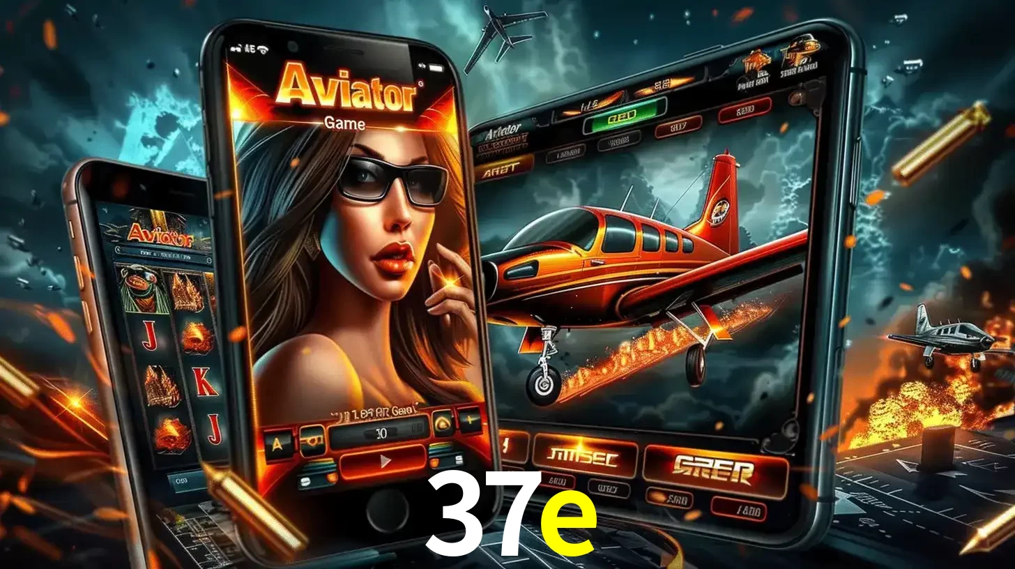O popular jogo de apostas Aviator exibido em vários celulares e tablets, mostrando a interface emocionante e a ação de voo disponíveis para jogar agora no 37e.