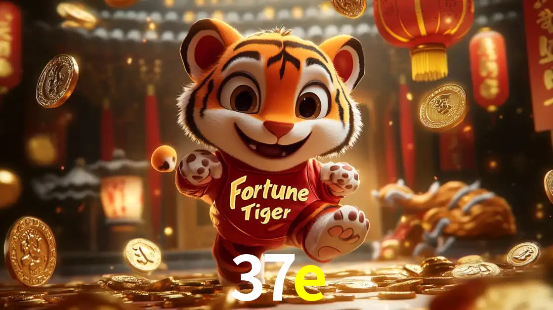 O alegre personagem do Fortune Tiger correndo sobre um caminho de moedas de ouro, simbolizando os grandes prêmios e a diversão do popular jogo de slot do 37e.